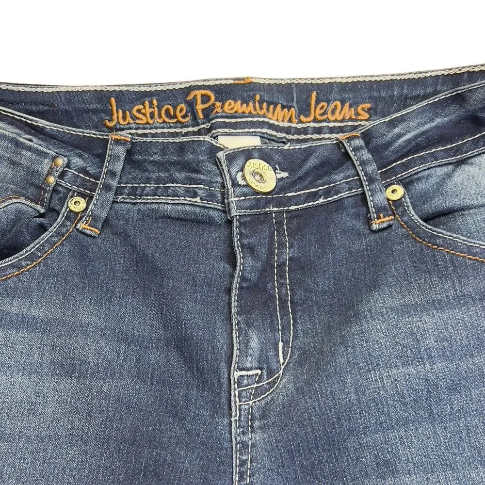Justice Premium Girls Denim Blue Jeans Simply Low Super Skinny‎ Size 14R